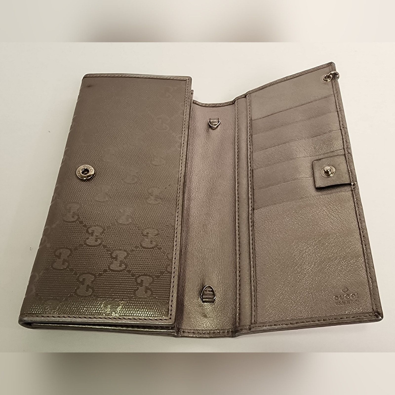 Gucci Gucci GG Imprime Continental Wallet Metallic Silver/Grey WOC Size ONE SIZE - 6 Thumbnail
