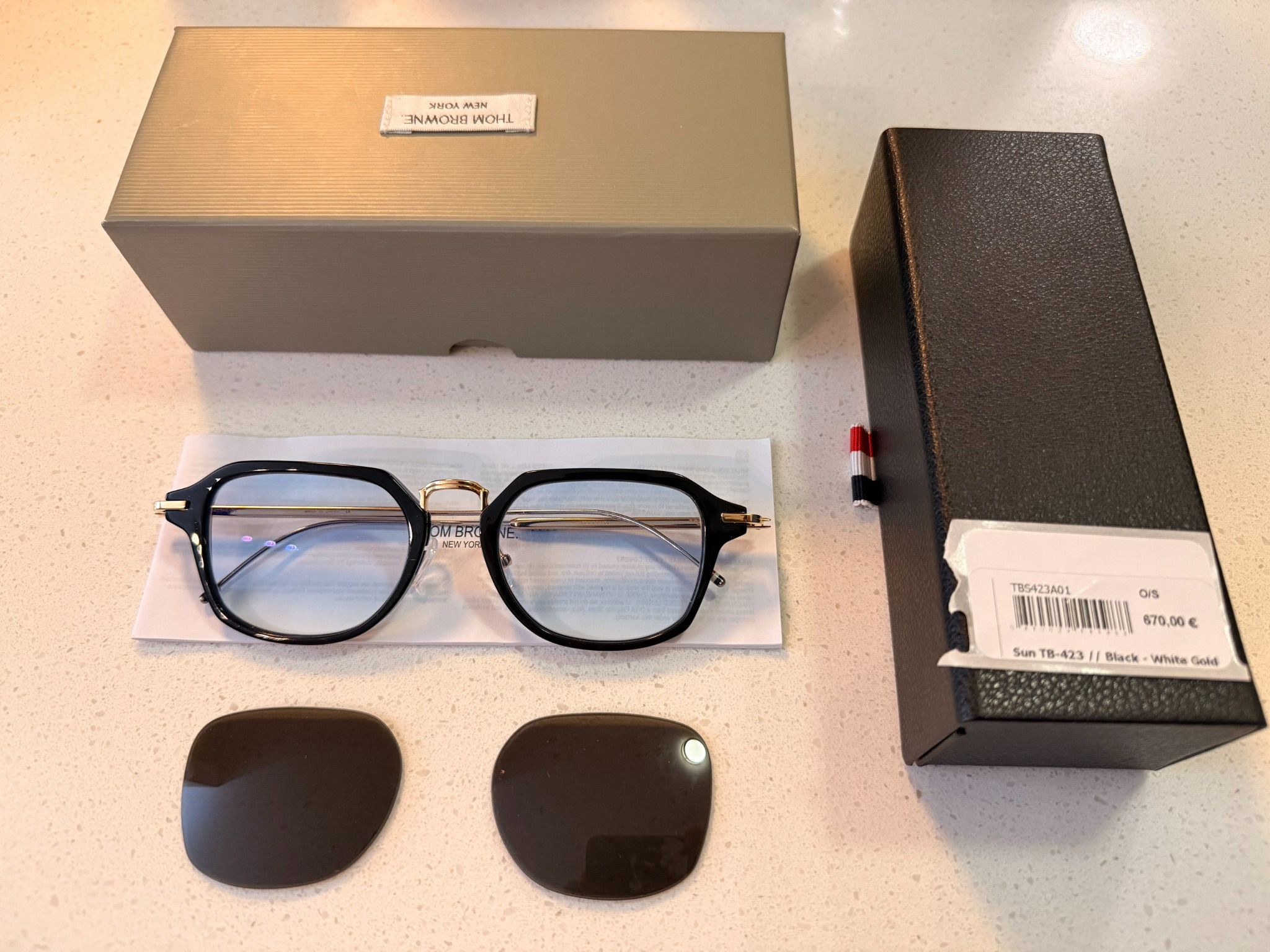 Thom Browne TB-423 Glasses Zeiss 30% Blue BNWT
