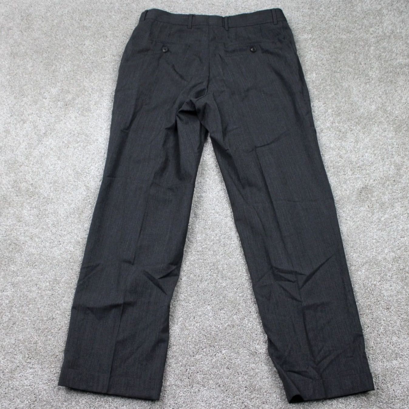 Hugo Boss HUGO BOSS Pants Mens 36R Gray Wool Flat Front Dress Pants 30 Inseam Regular Rise 10-12in Front Zipper Button Size US 36 / EU 52 - 6 Thumbnail