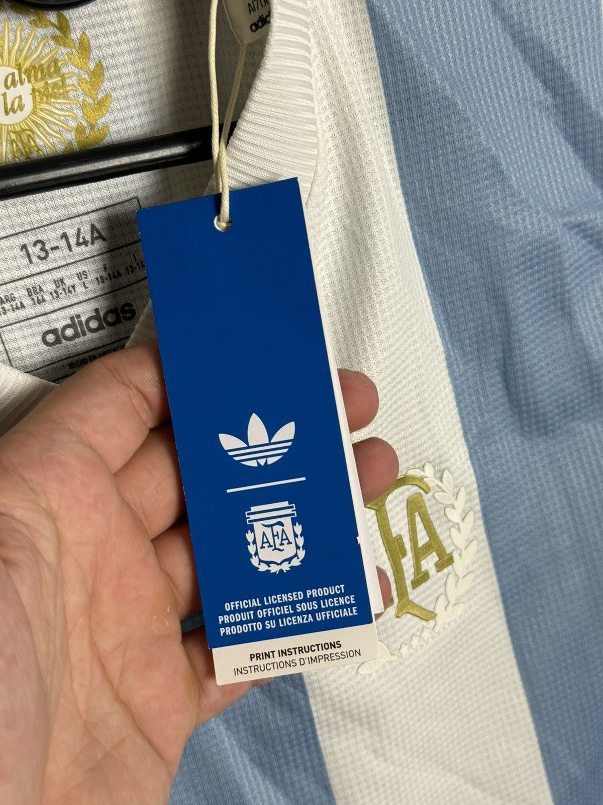 Adidas KIDS New Argentina Anniversary 50 Football Jersey T-Shirt Size US XS / EU 42 / 0 - 9 Thumbnail