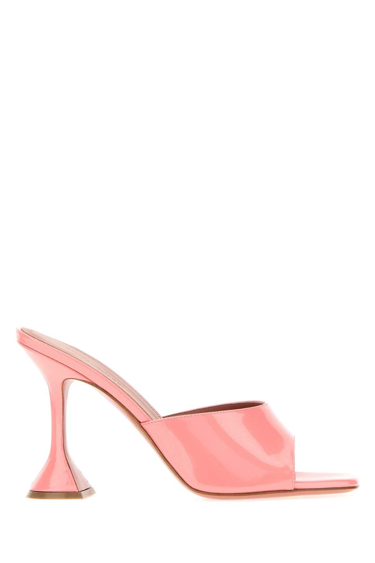 Amina Muaddi Pink Leather Lupita Mules Size US 9 / IT 39 - 1 Thumbnail
