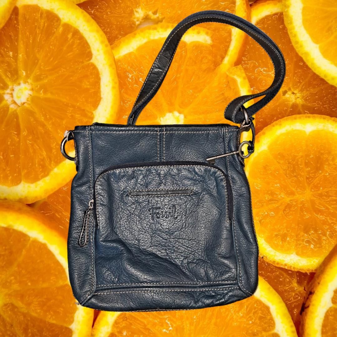Fossil Fossil Purse Blue Leather Adjustable Crossbody Shoulder Bag Size ONE SIZE - 1 Thumbnail