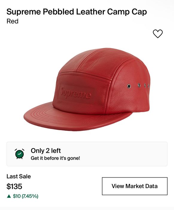 Supreme Supreme - Red Pebbled Leather Camp Cap | Grailed