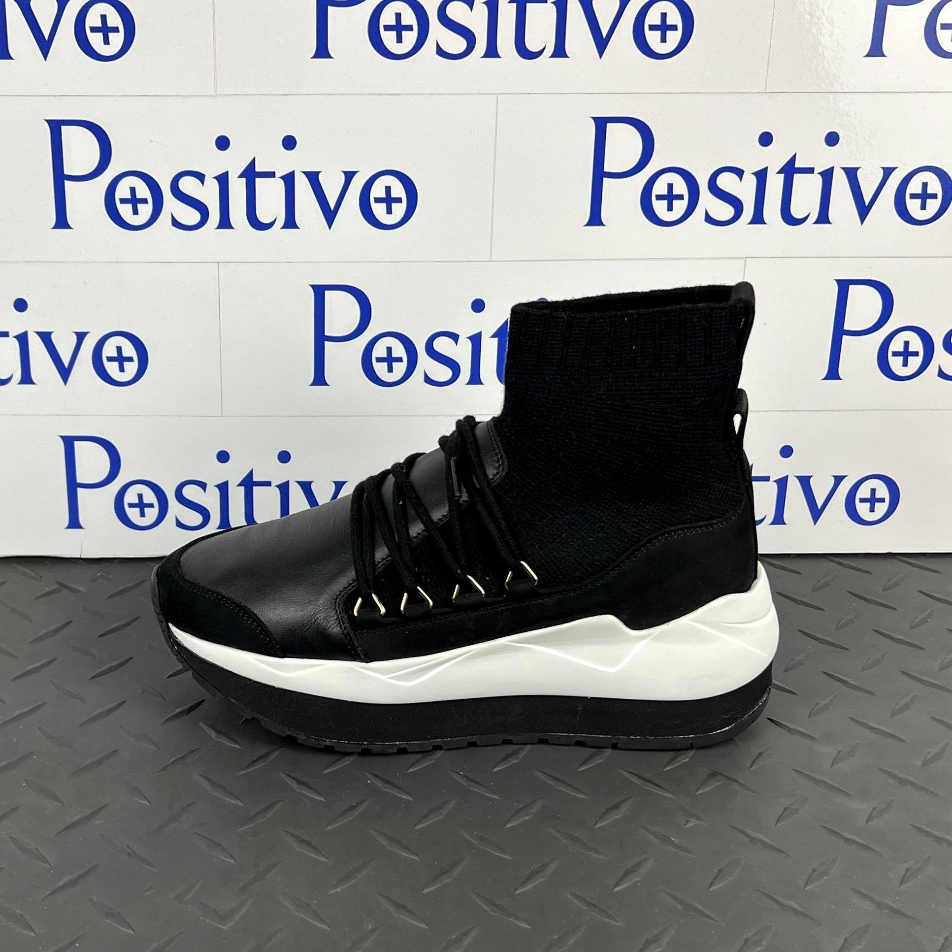 Buscemi Run1 Sock Wedge Black Leather Sneakers US 7 Sample