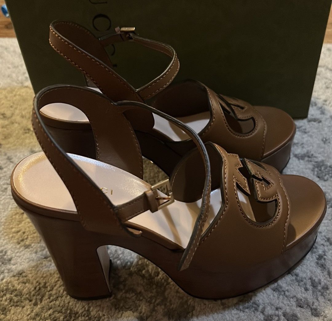 Gucci Gucci Interlocking G One Strap Leather High Heels Sandals Size US 9.5 / IT 39.5 - 6 Thumbnail