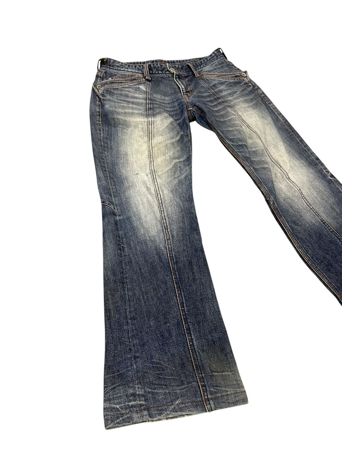 Japanese Brand Slim Slight Flare Jeans Nicole Club Distress Boot Cut 2🟦4 Size US 31 - 10 Thumbnail