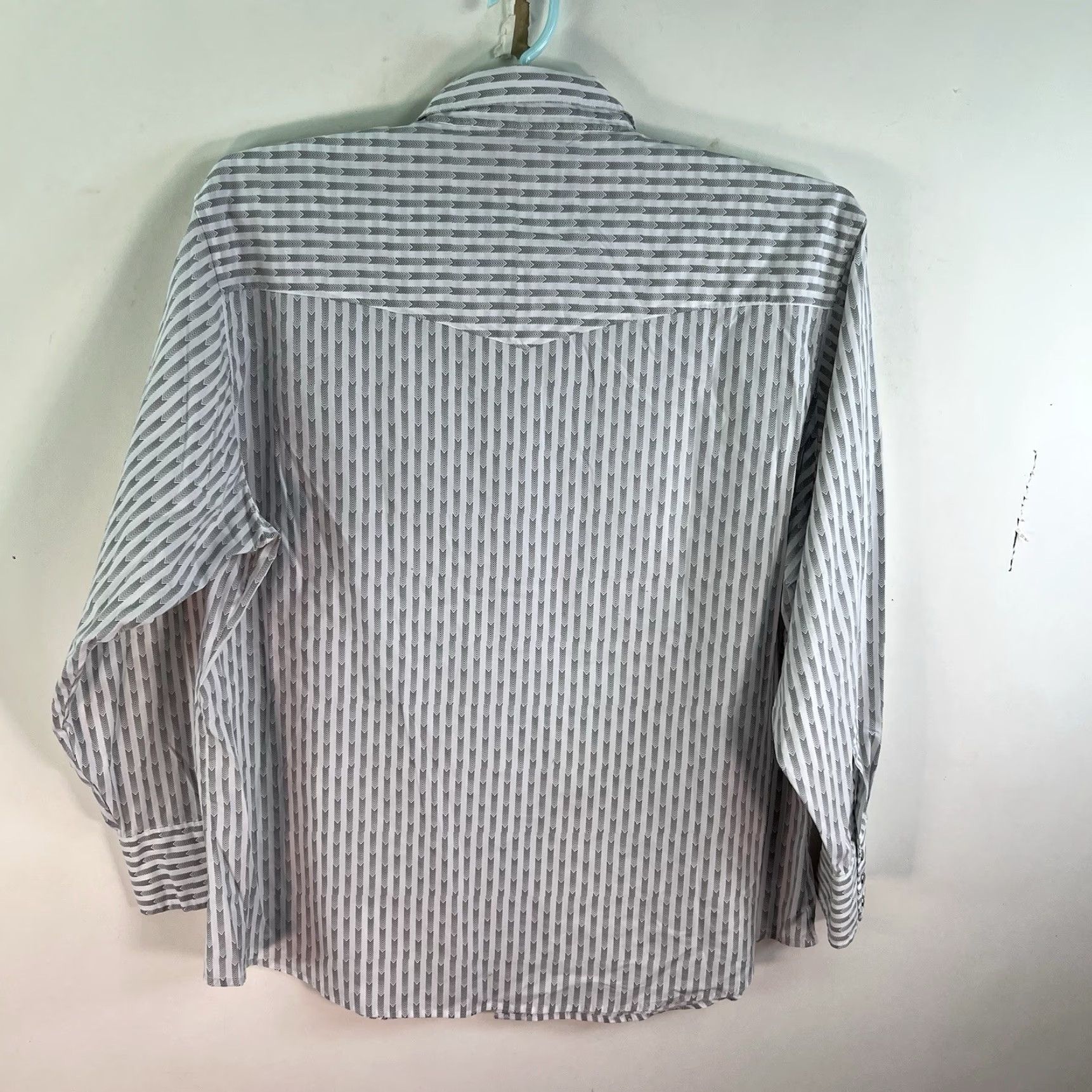 Wrangler Wrangler Western Shirt Pearl Snap Striped 2XL Gray Long Sleeve Mens Size US XXL / EU 58 / 5 - 6 Thumbnail