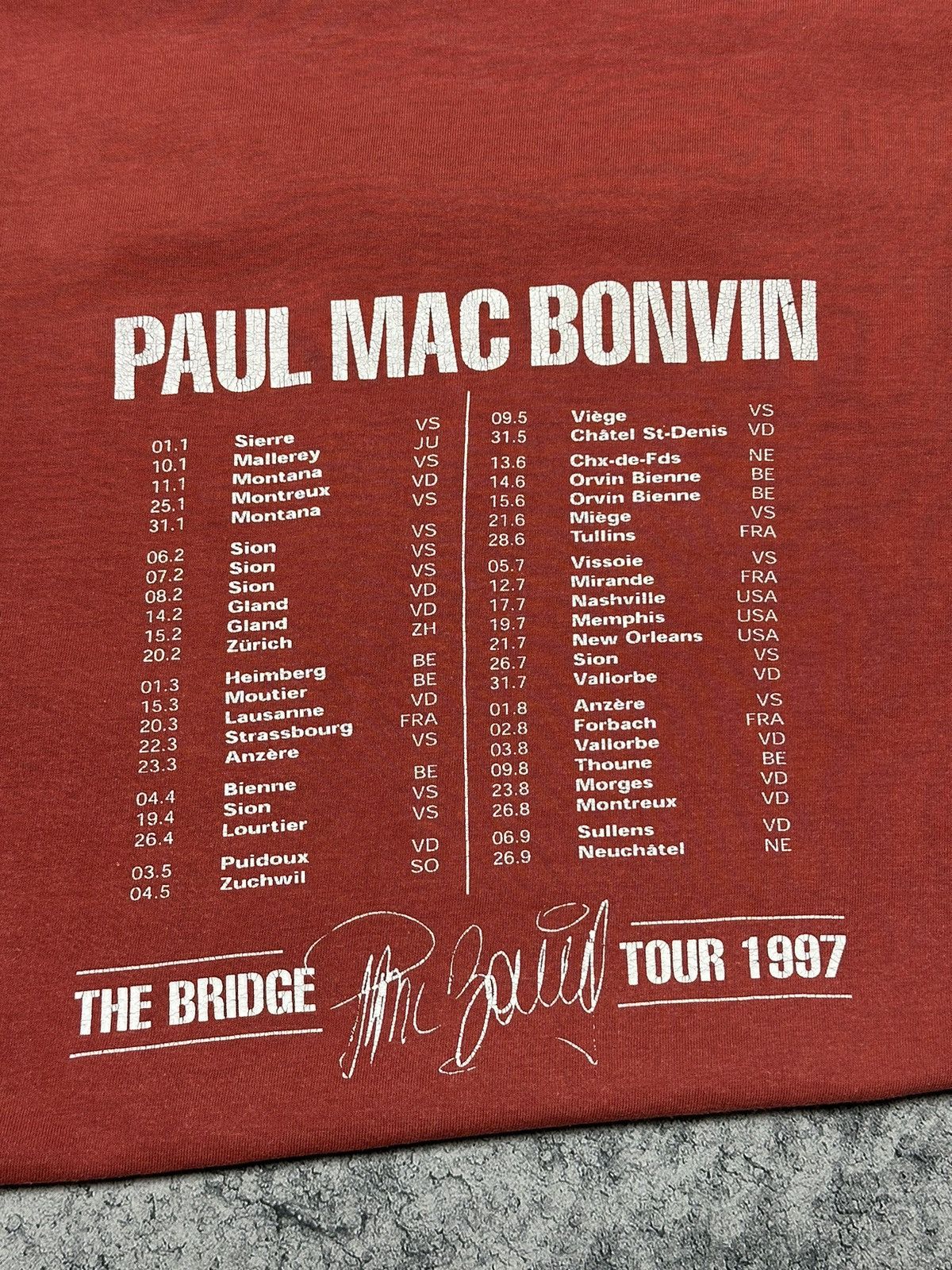 Band Tees Vintage Paul Mac Bonvin The Bridge 1997 Tour T-Shirt Size US L / EU 52-54 / 3 - 12 Thumbnail