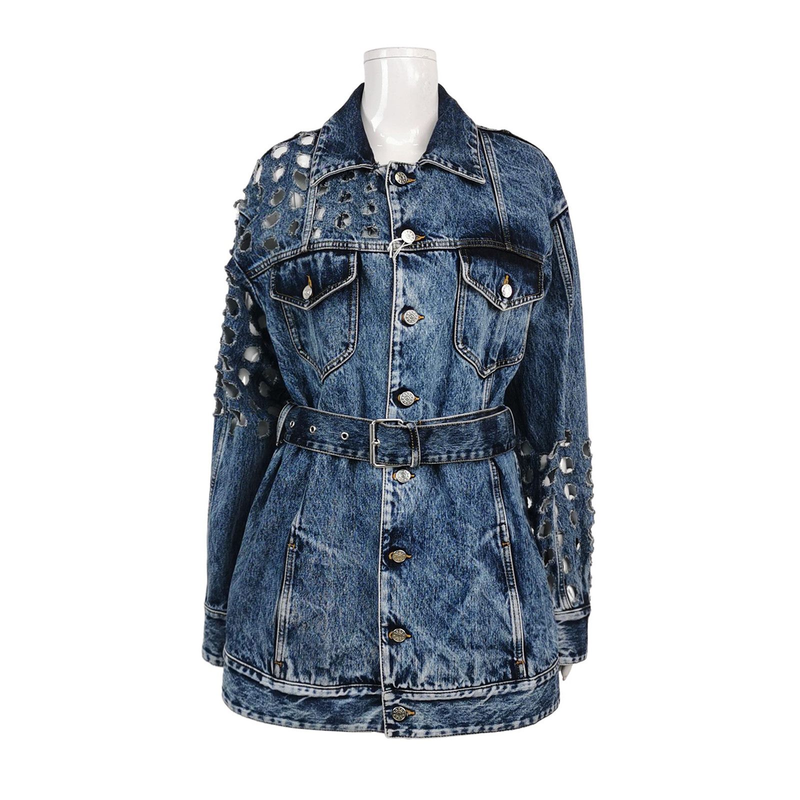 Maison Margiela Maison Margiela Cutout Denim Belted Jacket Size 38 Size XS / US 0-2 / IT 36-38 - 1 Thumbnail