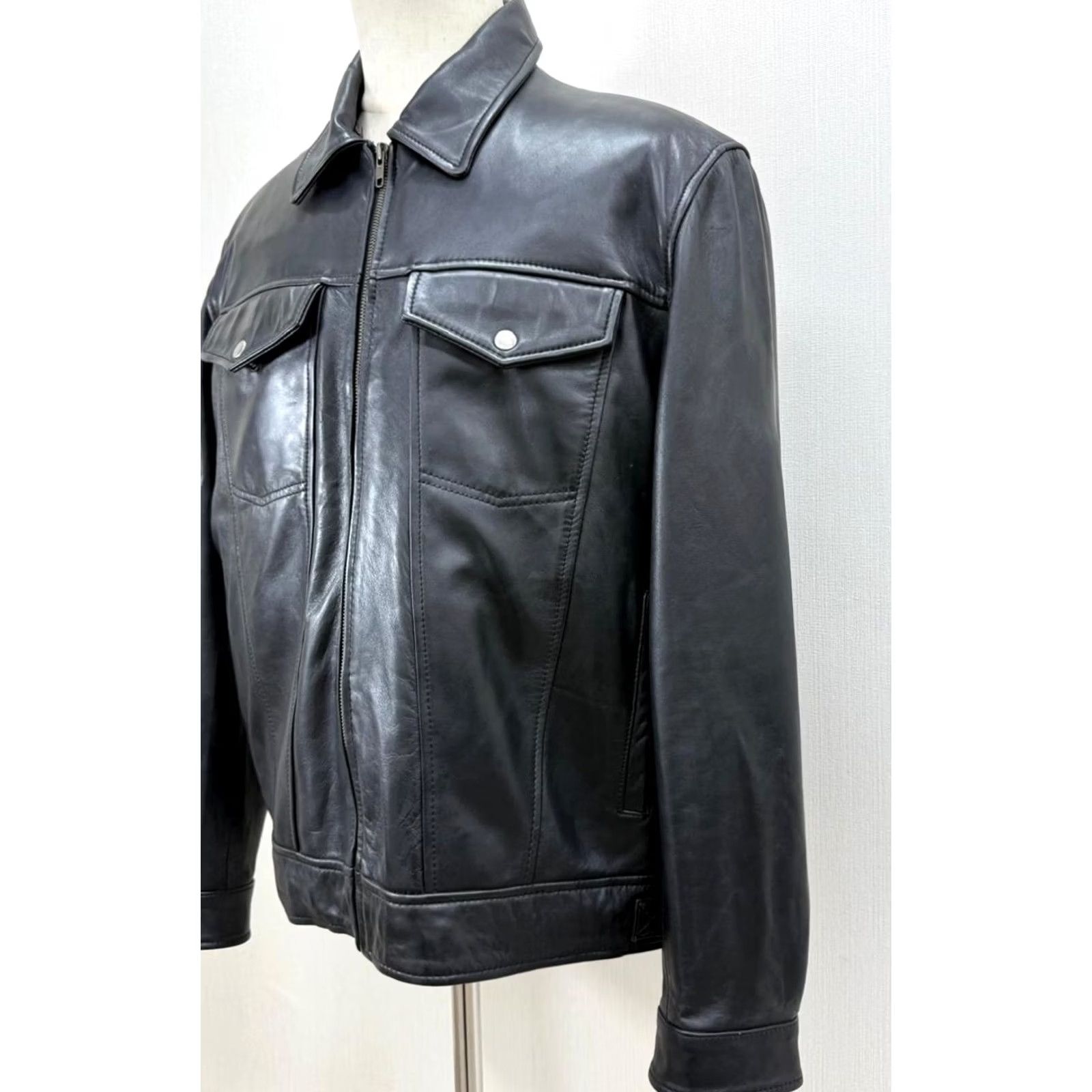 Vintage VINTAGE Men's Italian Sheepskin Genuine Leather Jacket Premium Black Coat M Black Leather Jacket Mens Regular XS? Size US M / EU 48-50 / 2 - 7 Thumbnail