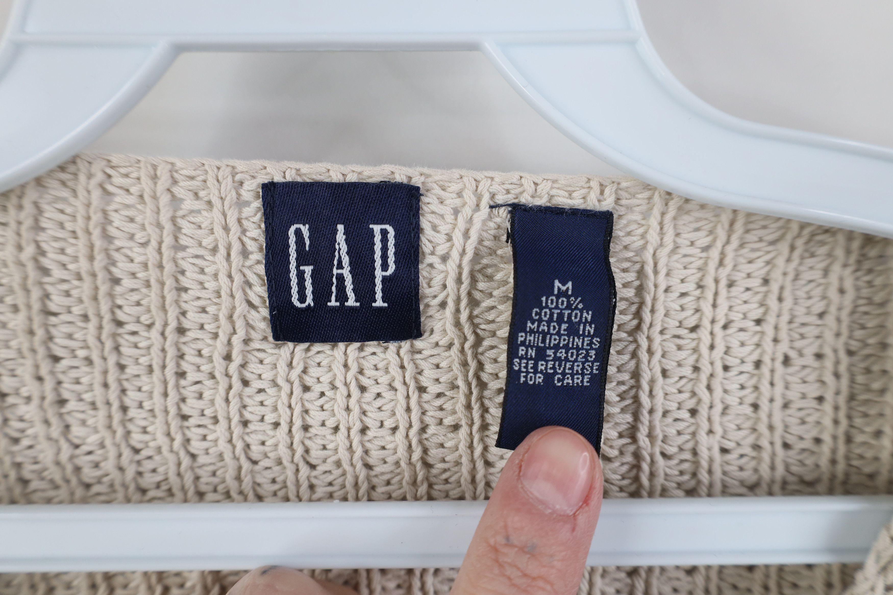 Gap Vintage 90s Y2K Gap Knit Crewneck Sweater Beige Cotton Size M / US 6-8 / IT 42-44 - 4 Thumbnail