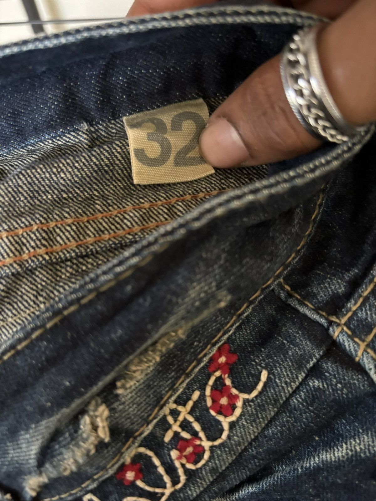 Japanese Brand Floral Embroidered Y2K Lolita Jeans by Concert Club Size US 32 / EU 48 - 7 Thumbnail
