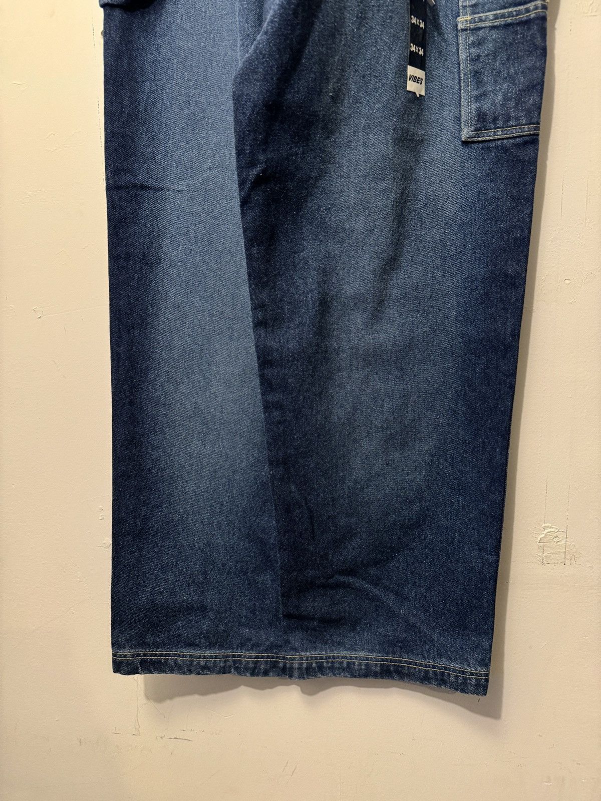 Vintage Y2K Faded Dark Blue Baggy Wide Leg Denim Skater Jeans Size US 34 / EU 50 - 9 Thumbnail