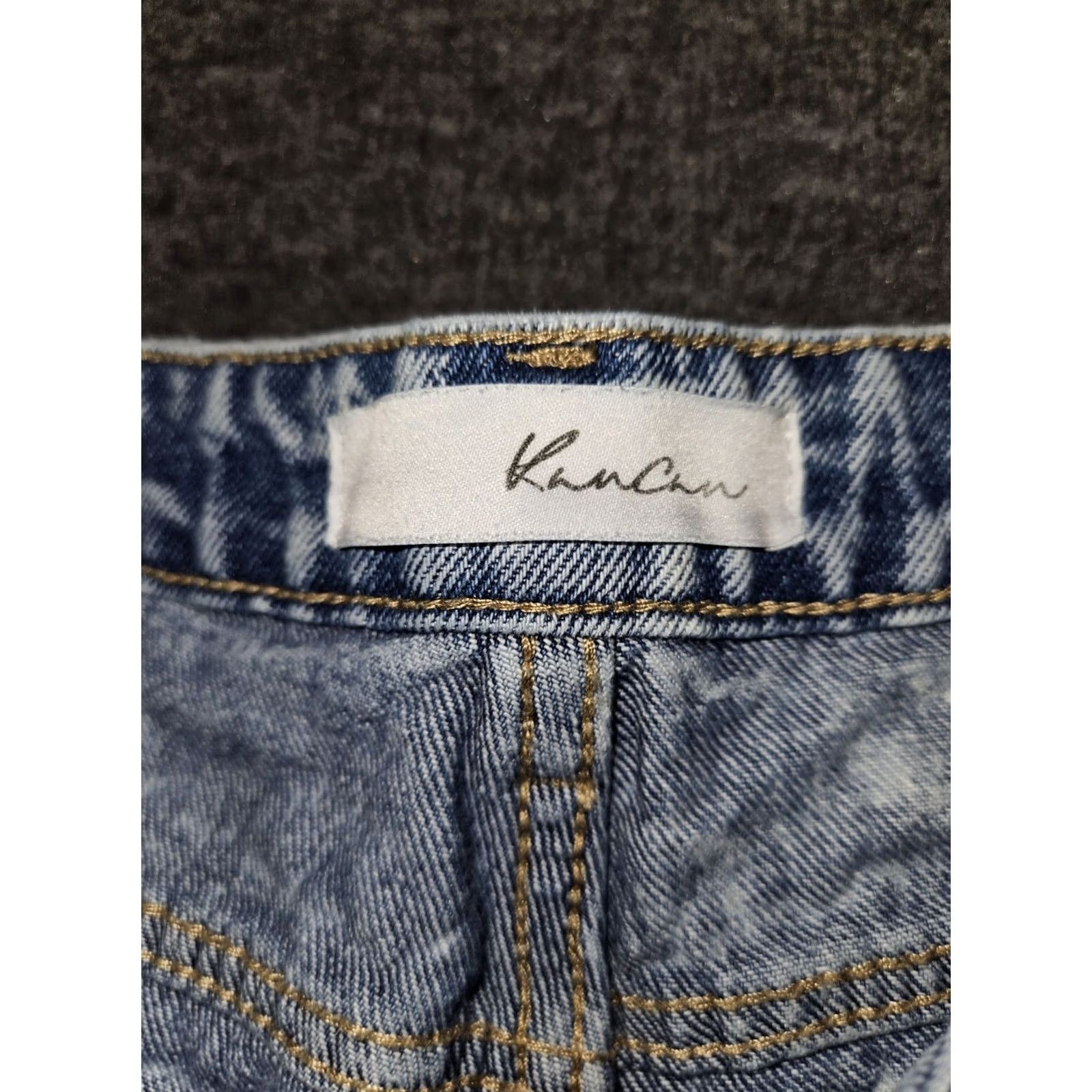 Vintage KanCan Skinny Crop Jeans Women's 9 Stonewash Mid Rise Distressed Grunge City 90s Logo Denim Jeans, Blue, Juniors, 9 Size 30" / US 8 / IT 44 - 2 Thumbnail
