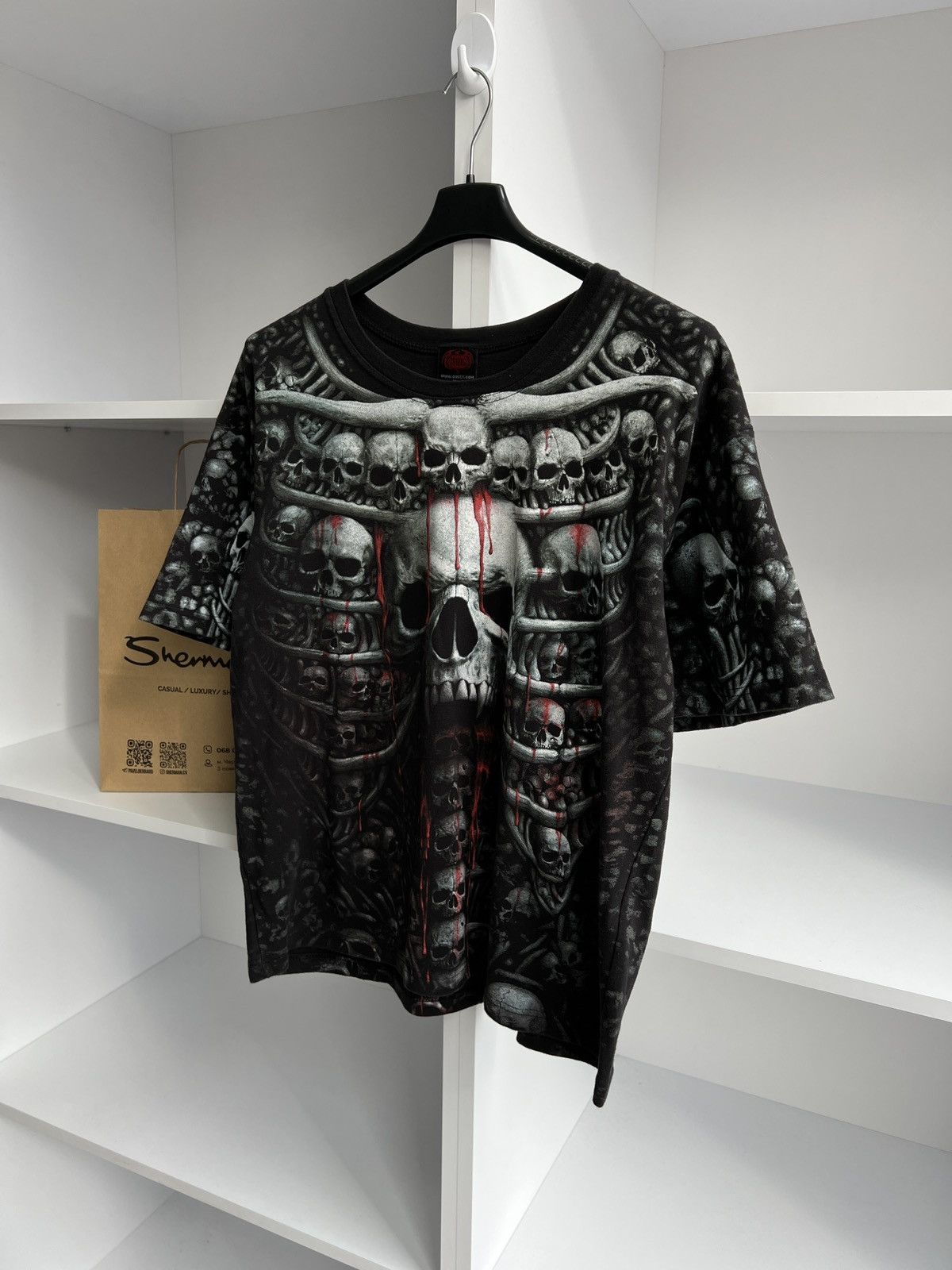 Band Tees × Vintage Vintage Spiral Y2k Skull Ed Hardy Style tee Size US XL / EU 56 / 4 - 4 Thumbnail