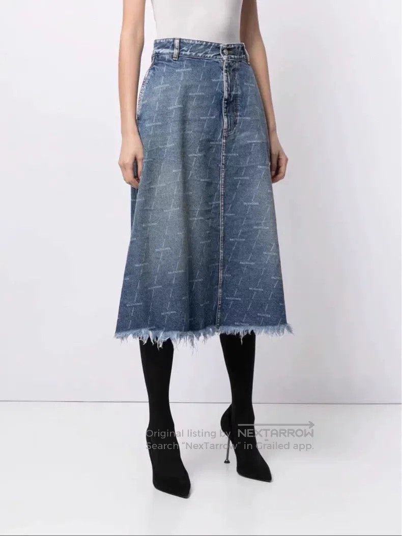 Balenciaga Balenciaga Denim Skirt, Size 34, Full Logo Size 33" - 8 Thumbnail