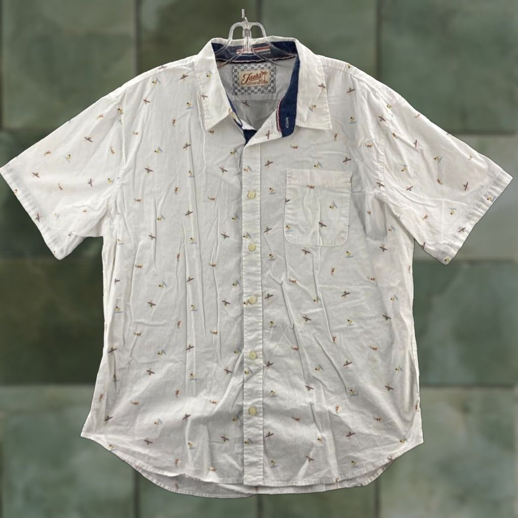 Vintage JACHS New York Shirt Mens XL Button Up Casual Surfer Print Short Sleeve Size US XL / EU 56 / 4 - 1 Thumbnail