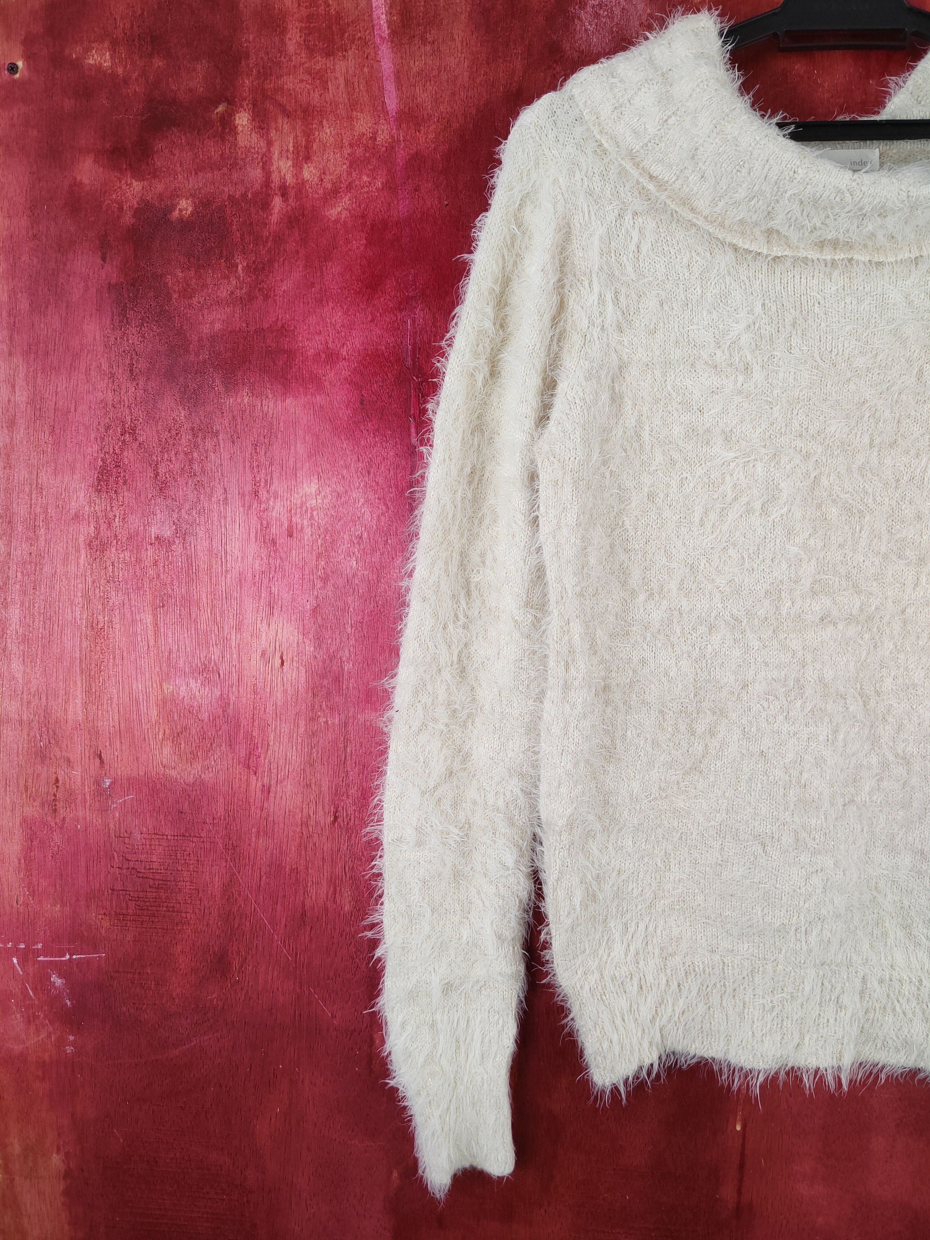 Index × Vintage Cool Vintage 💥 Index Cream Fur Mohair Knitwear Size M / US 6-8 / IT 42-44 - 3 Thumbnail