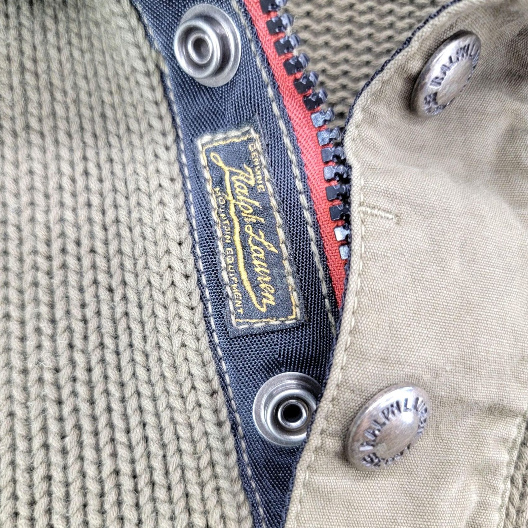Polo Ralph Lauren Polo Ralph Lauren Sweater Mens L Green Mock Neck Henley Pullover Canvas Pocket Knitted Solid Casual Winter Long Sleeve Tight-Knit Cotton Size US L / EU 52-54 / 3 - 4 Thumbnail
