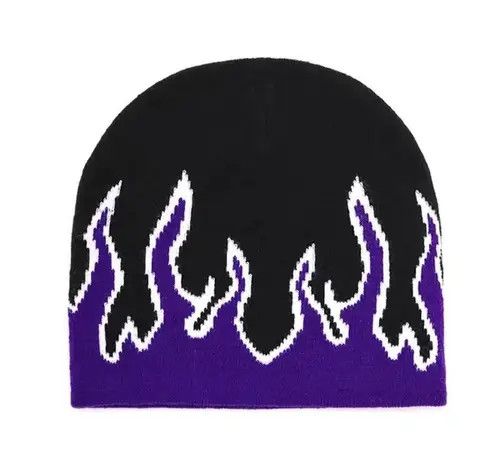 Other Fire Flame Graphic Purple Beanie Size ONE SIZE - 3 Thumbnail