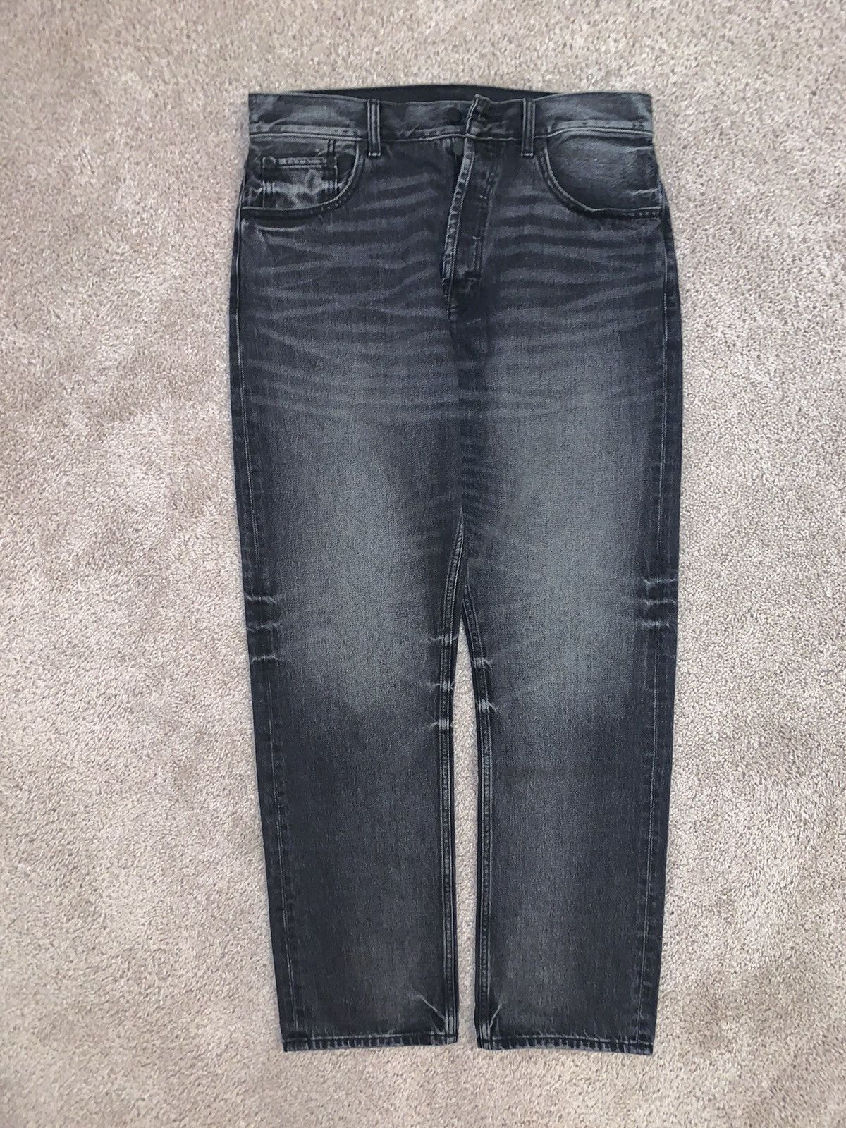 image of Like New Essentials Fear Of God Vintage Wash Loose Fit Denim in Vintage Wash Black, Men's (Size 32)