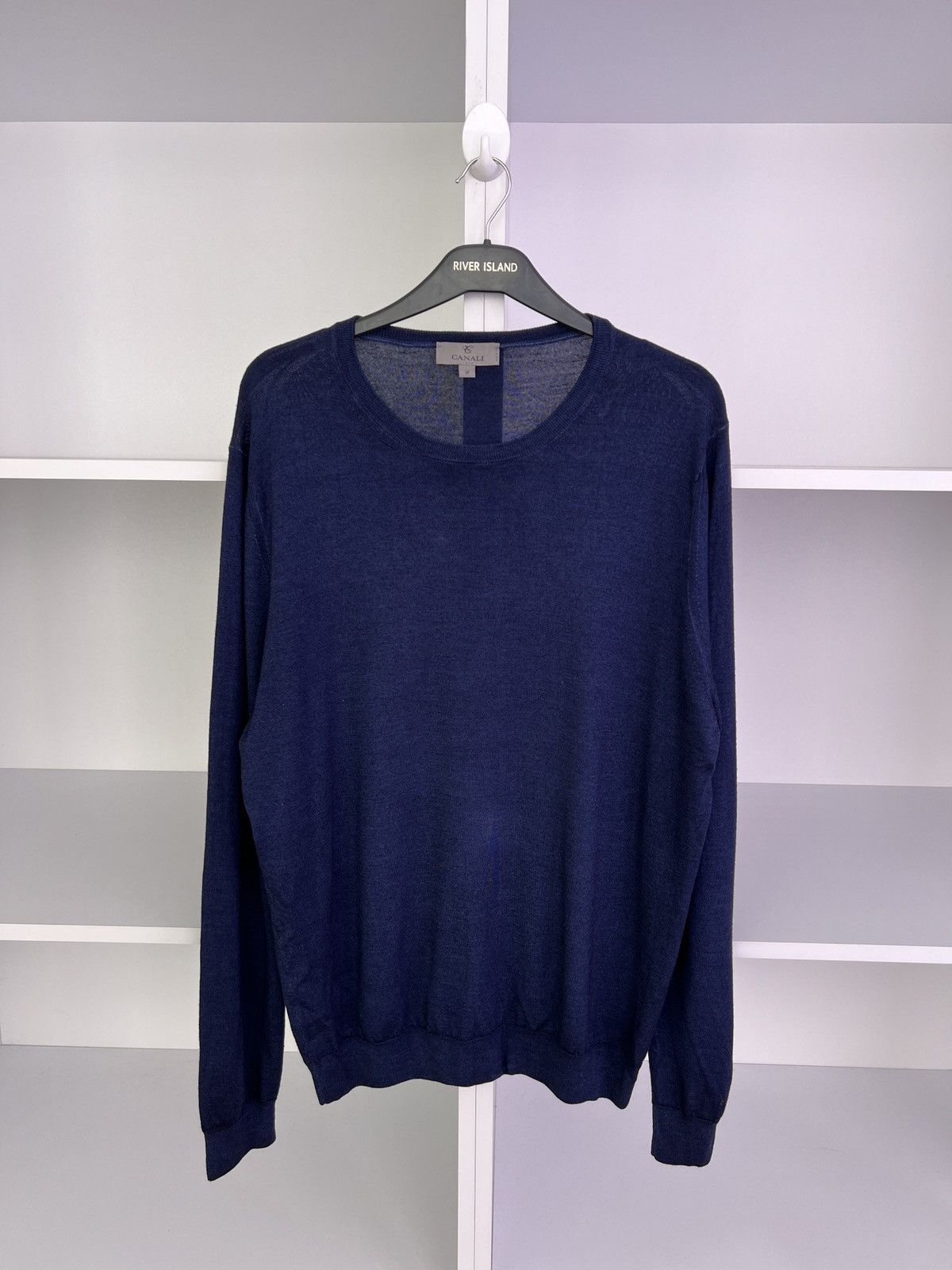 Canali × Designer × Vintage Vintage Canali Wool Navy Jumper Size US L / EU 52-54 / 3 - 4 Thumbnail