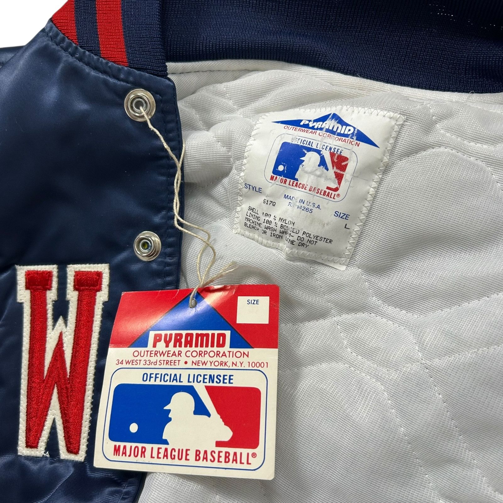 MLB × Vintage DEADSTOCK 90s MINNESOTA TWINS PYRAMID SATIN BOMBER JACKET Size US L / EU 52-54 / 3 - 5 Thumbnail