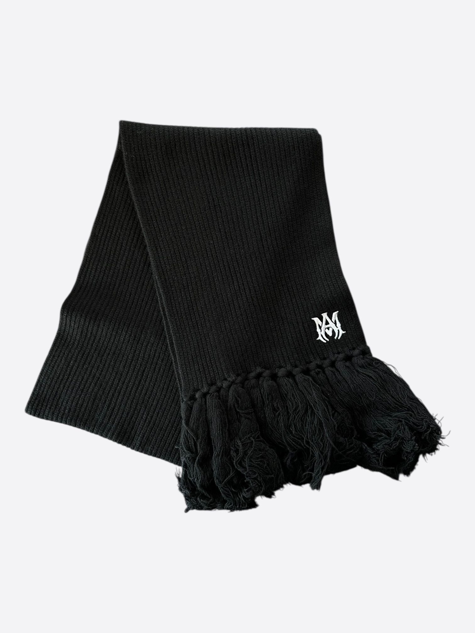 Amiri Amiri Black & White Wool Knit MA Logo Scarf Size ONE SIZE - 1 Thumbnail