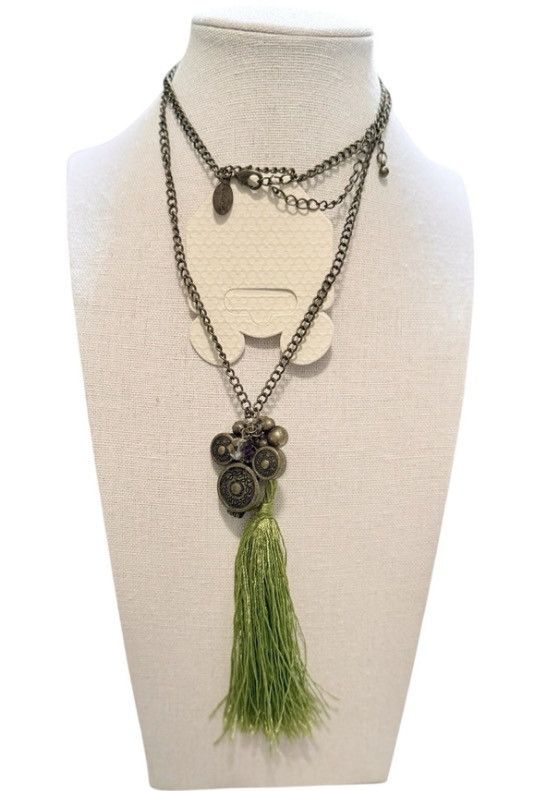 Disney Disney Parks Heart Locket Necklace with Green Tassel – 20” Size ONE SIZE - 2 Thumbnail