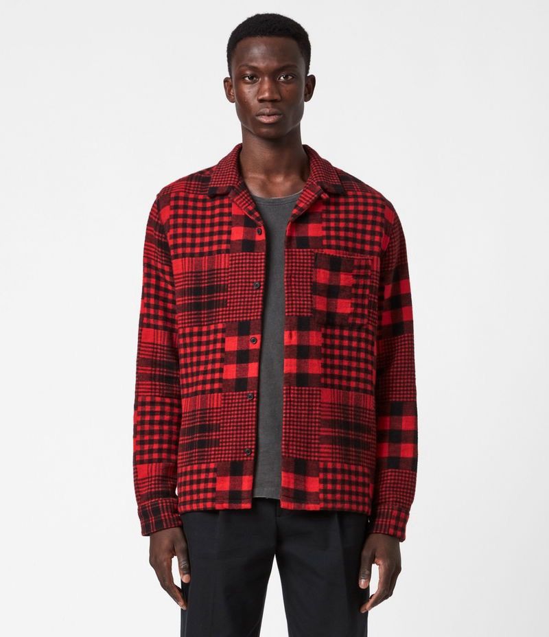 Allsaints Allsaints Brucker Shirt Plain Heavy Shirt Red/Black Size: M Size US M / EU 48-50 / 2 - 1 Thumbnail