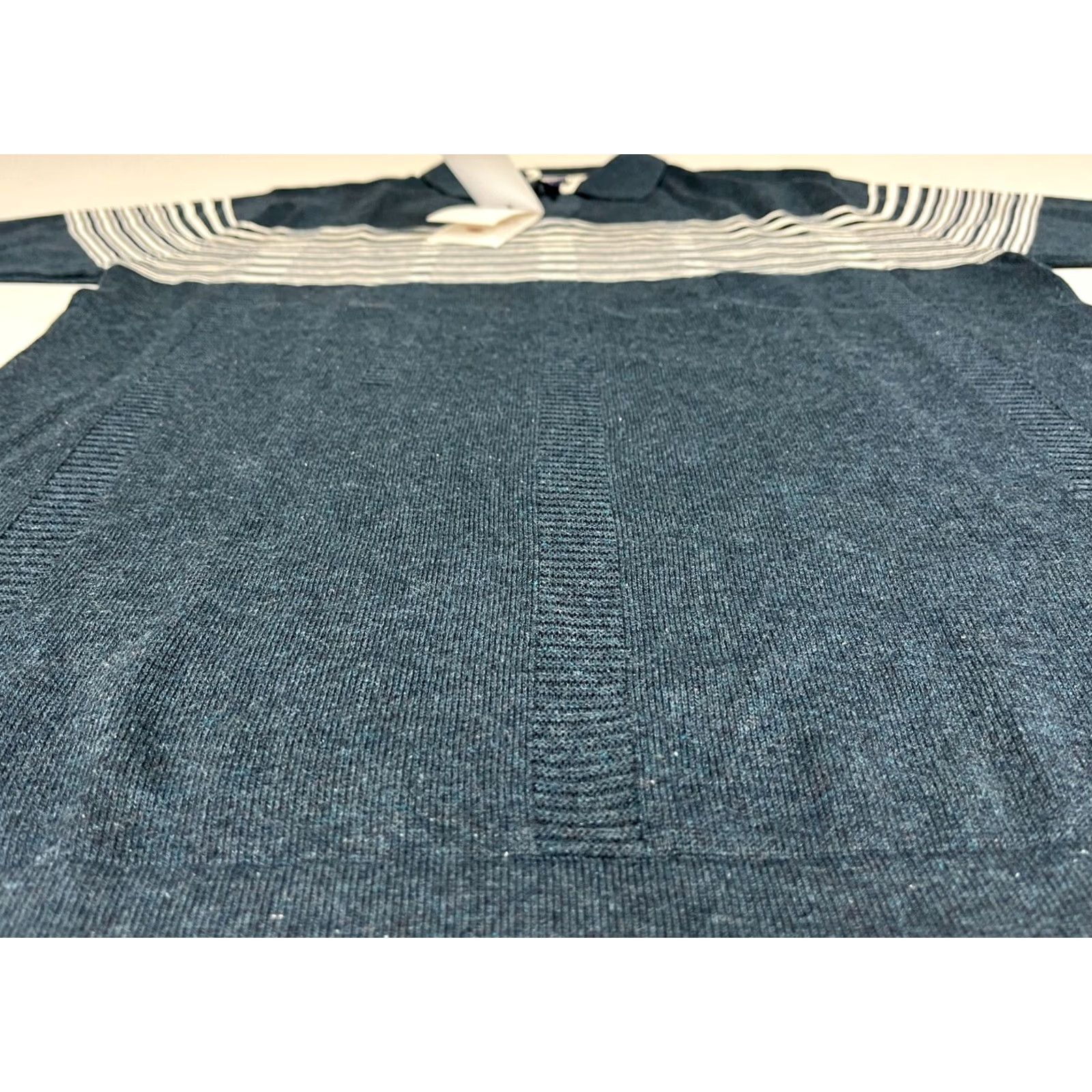Vintage Baga's Men Knit Polo Shirt L Blue Gray Striped Short Sleeve Collared City Preppy Vintage? Size US L / EU 52-54 / 3 - 4 Thumbnail