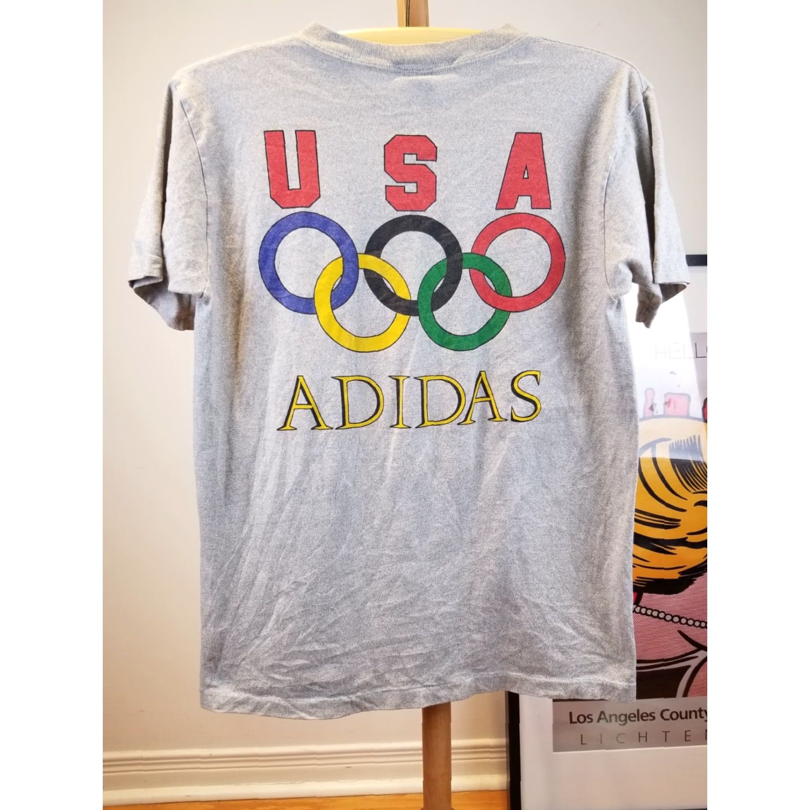 Adidas VINTAGE adidas USA T-Shirt GrAy 50/50 Korea Olympic 1988 Mens L Short Sleeve Round Neck Cotton Jersey Size US L / EU 52-54 / 3 - 4 Thumbnail