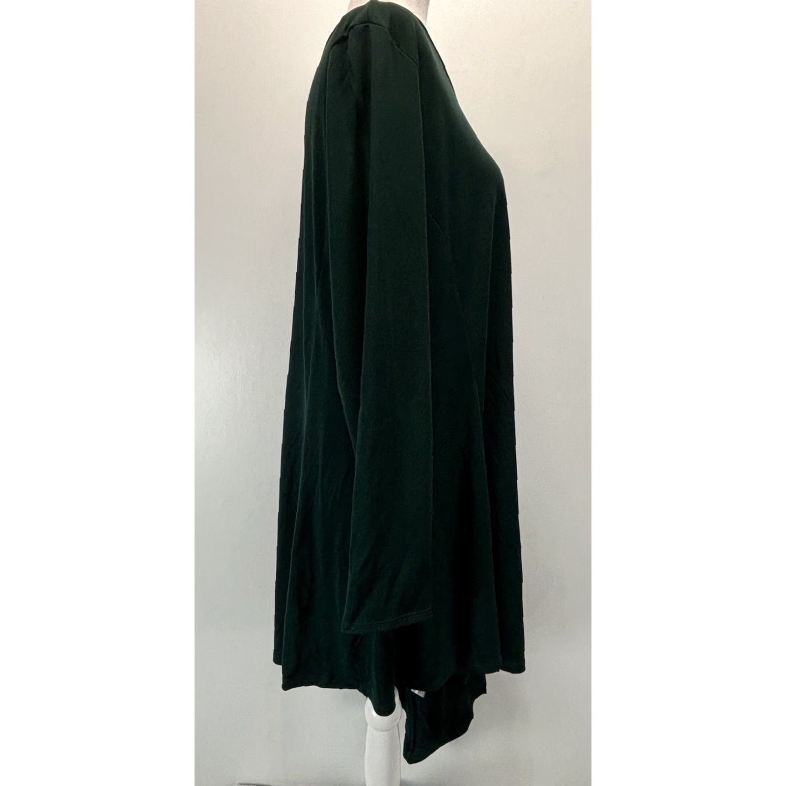 Vintage VINTAGE IC by Connie K Tunic Shirt 1X Plus Dark Green Lagenlook Asymmetric Hem Womens Size XL / US 12-14 / IT 48-50 - 4 Thumbnail