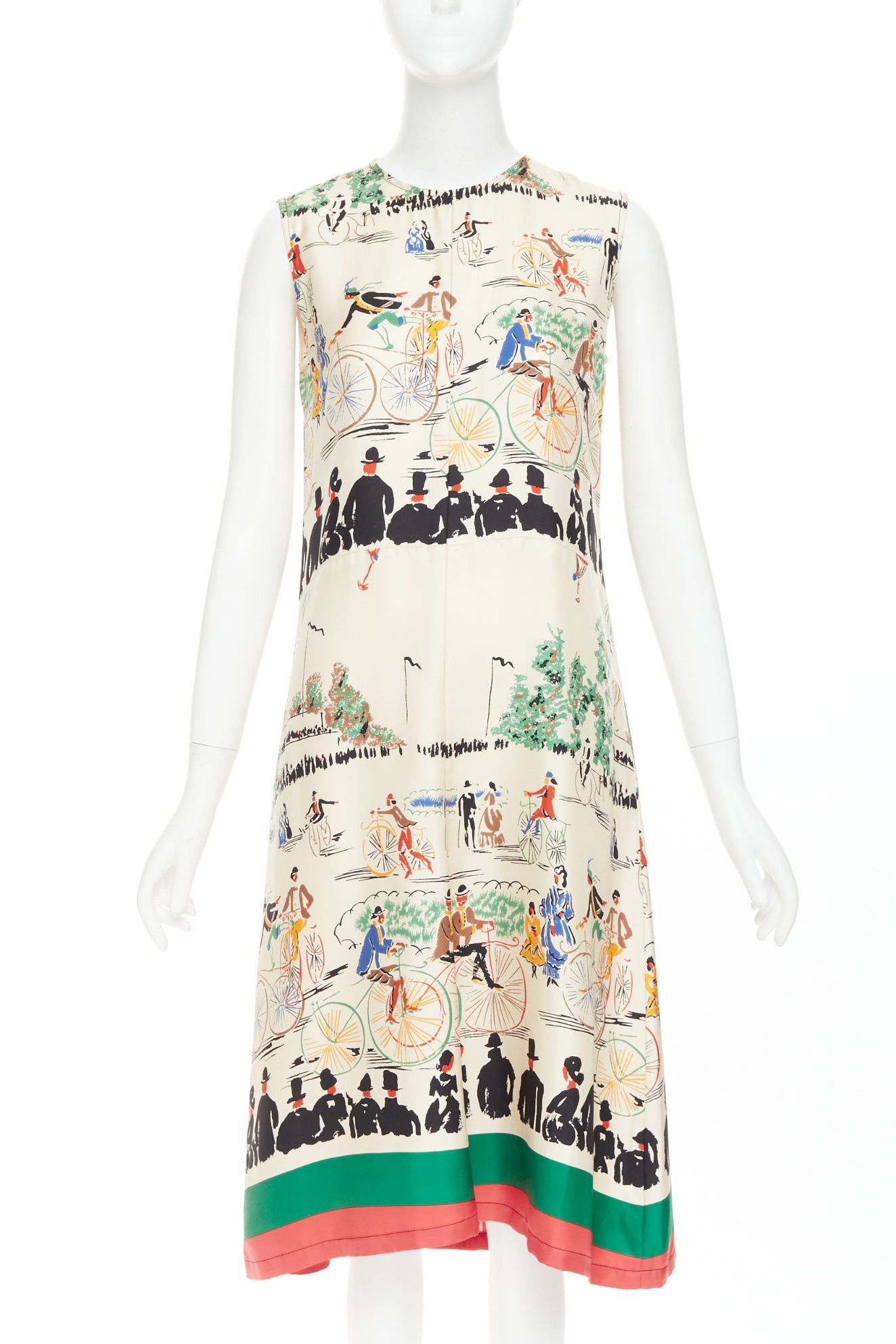 Celine rare CELINE Phoebe Philo cream multicolor mulberry silk cyclist print dress FR38 M Size M / US 6-8 / IT 42-44 - 1 Thumbnail