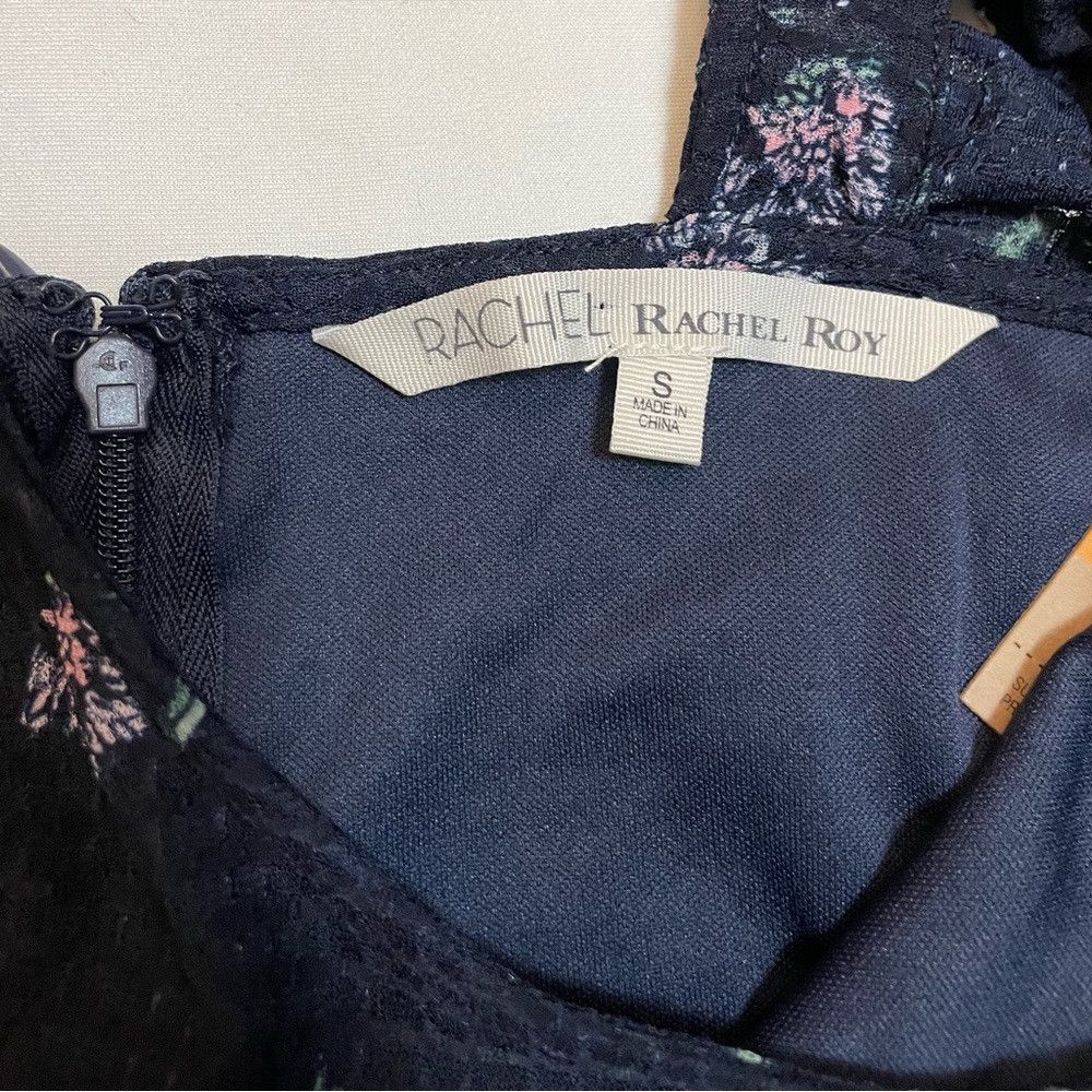 Other NWT New $118 RACHEL Rachel Roy Navy Floral Ruffle Tiered Dr Size S / US 4 / IT 40 - 6 Thumbnail