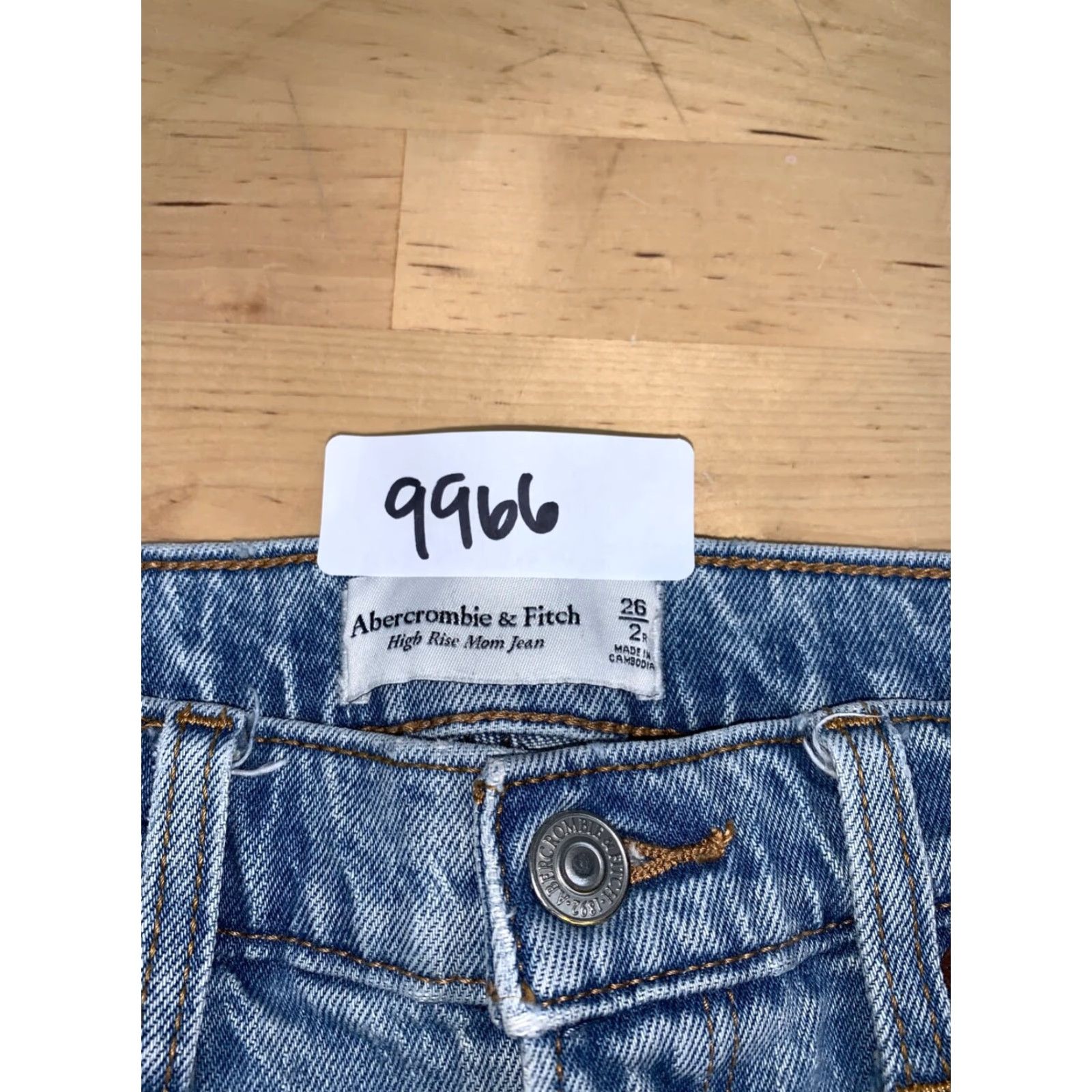 Abercrombie & Fitch Abercrombie & Fitch High Rise Mom Jeans Womens 26 Regular Blue Denim Distressed Pockets Stretch Jeans 1990s Womens Size 26" / US 2 / IT 38 - 3 Thumbnail