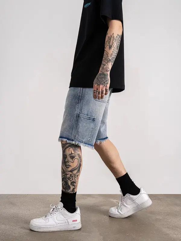 Japanese Brand VIBE Street hip hop patchwork washed skateboard denim shorts Size US 34 / EU 50 - 2 Thumbnail