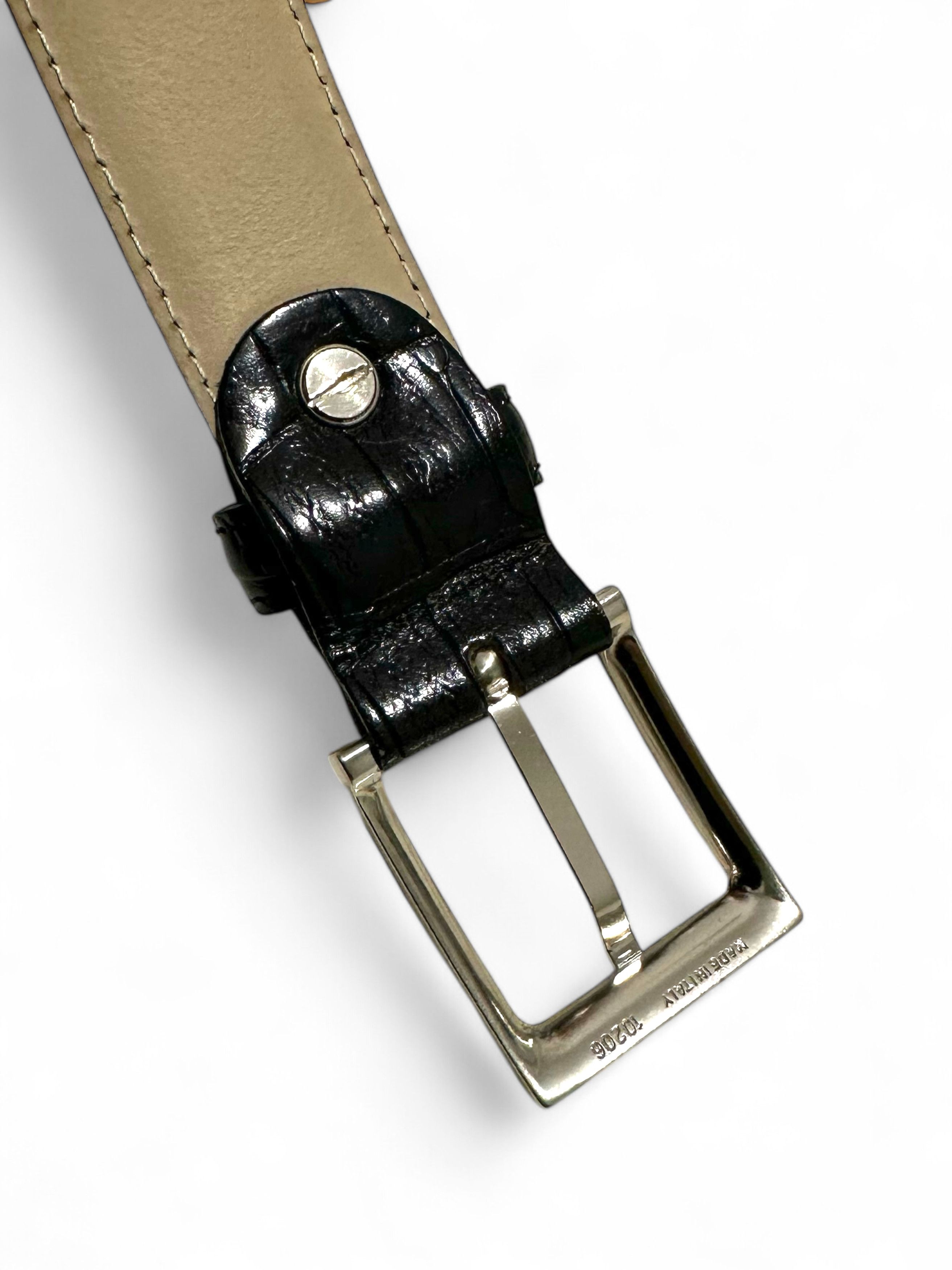 Vintage Vintage Made in Italy Black Leather Belt (S) Size ONE SIZE - 3 Thumbnail