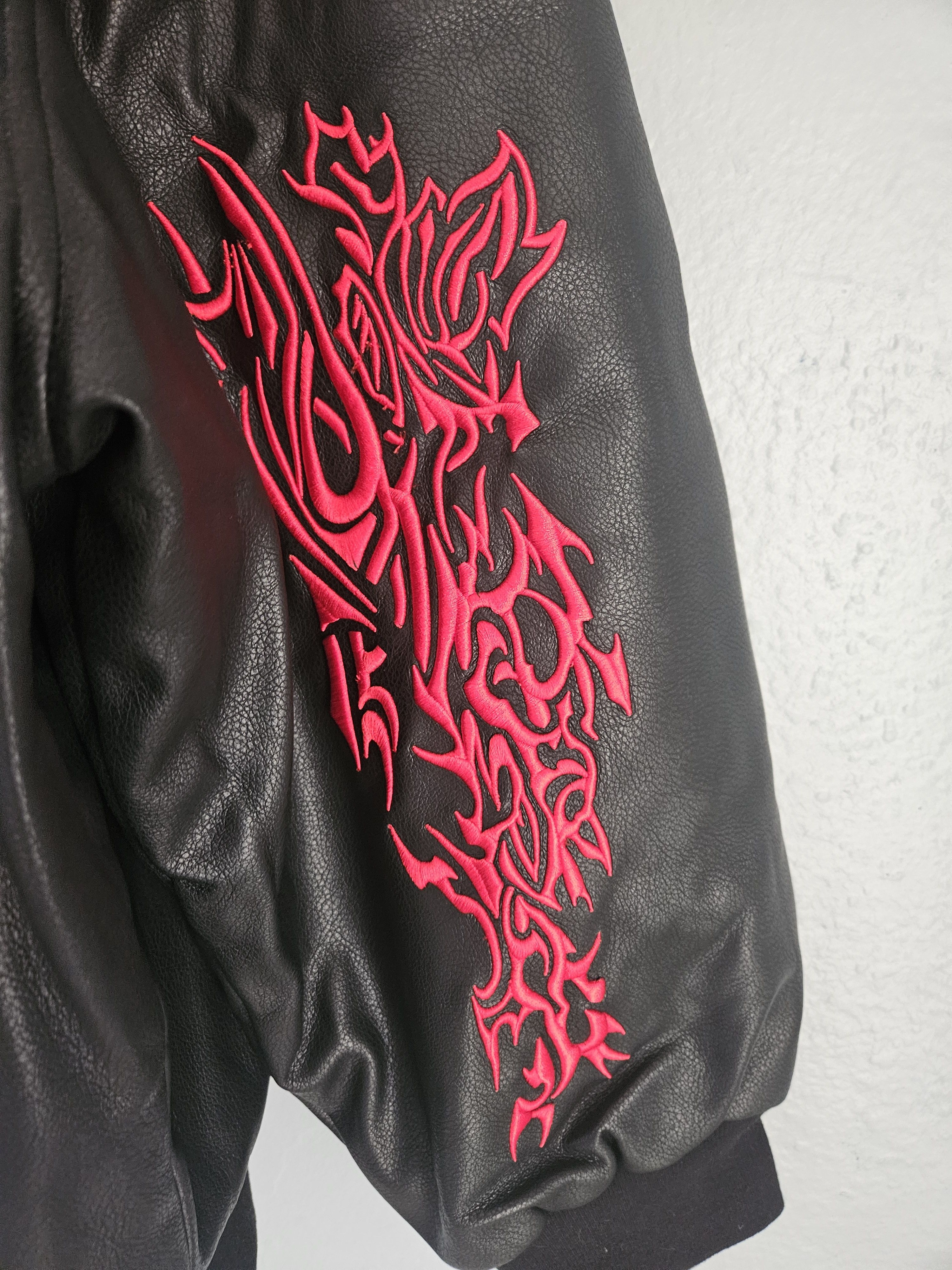 Revenge Revenge Embroidered Gothic Tribal Leather Bomber Jacket Size US XL / EU 56 / 4 - 4 Thumbnail