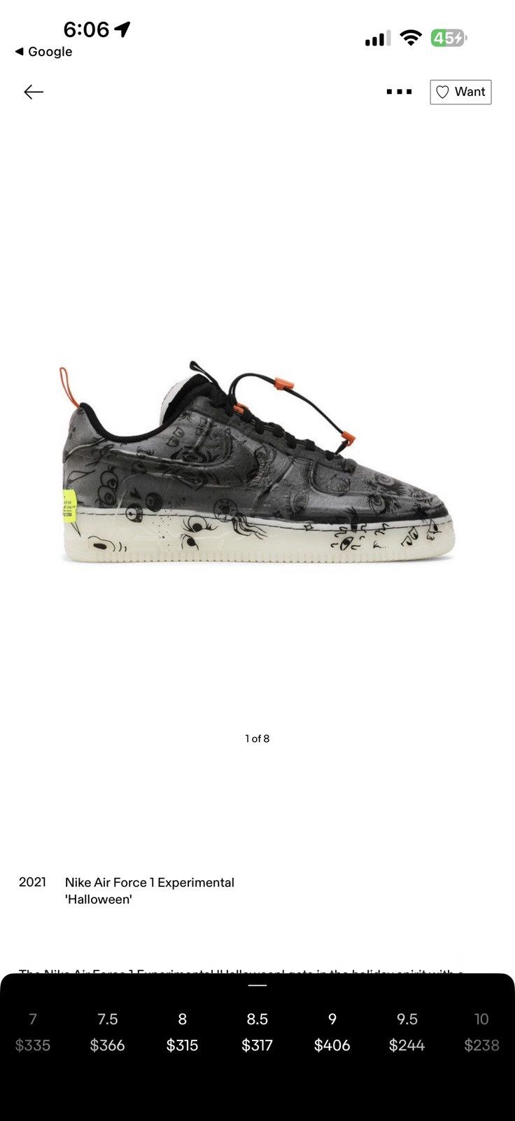 Nike Nike Air Force 1 Experimental 'Halloween' 2021 Size US 8.5 / EU 41-42 - 6 Thumbnail
