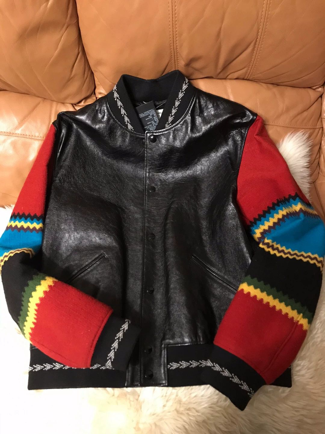 Saint Laurent Paris YSL wool leather panel teddy jacket 54 (small) Size XXL / US 16-18 / IT 52-54 - 7 Thumbnail