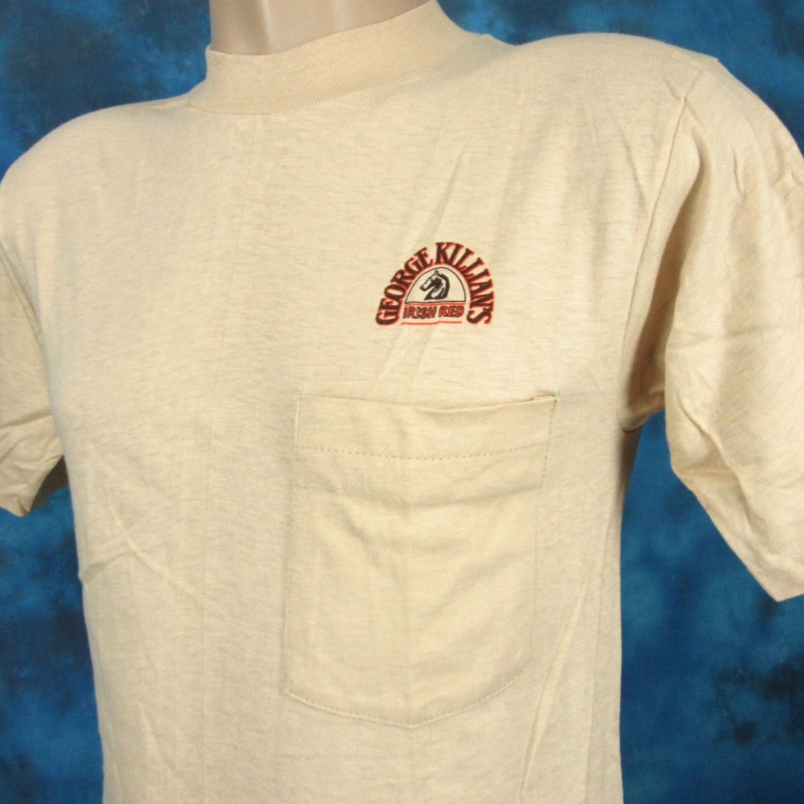 George VINTAGE George Killian's T-Shirt XS Adult Men 80s Beige Short Sleeve Crew Neck 100% Cotton Deadstock Unworn Vintage condition Mens Size US XS / EU 42 / 0 - 3 Thumbnail