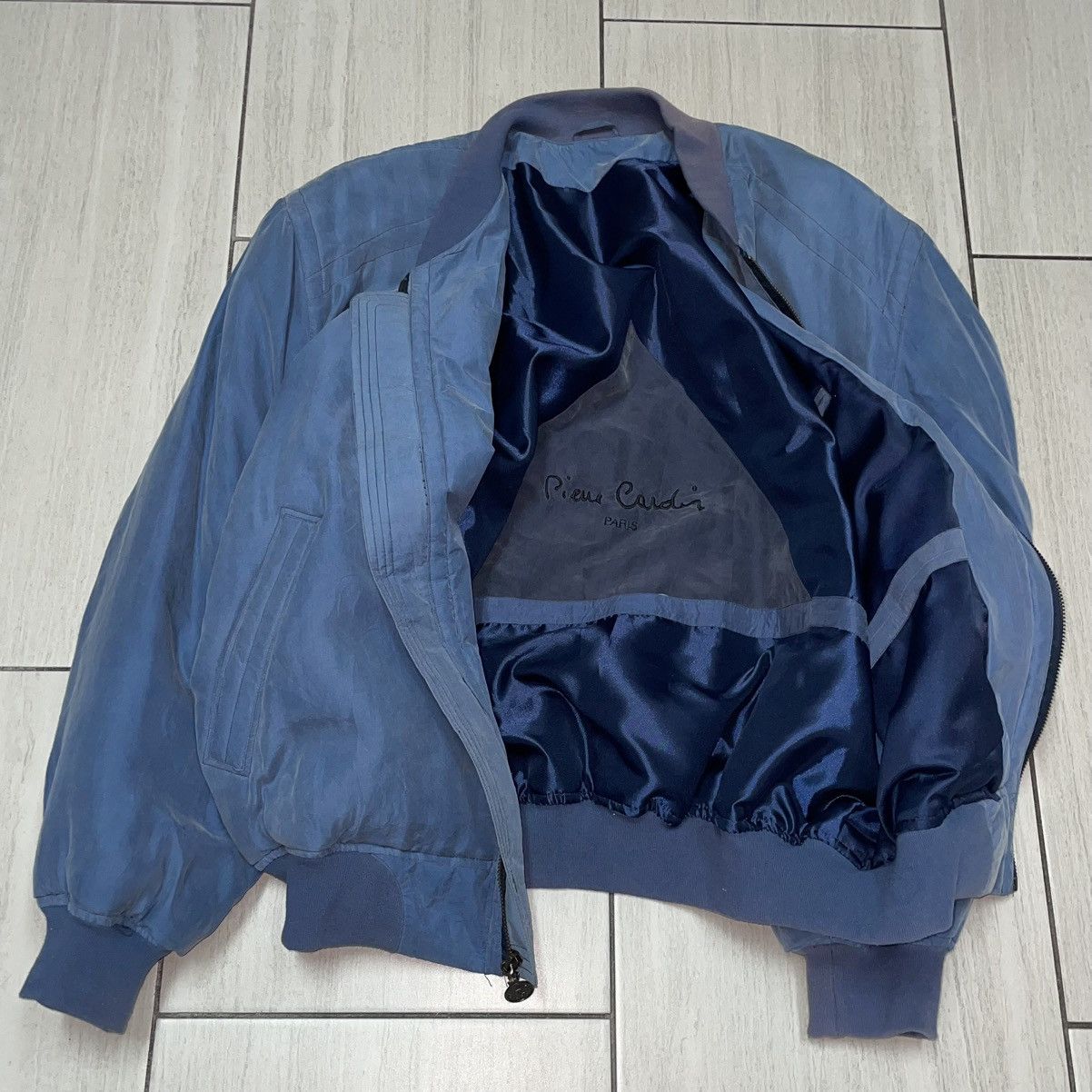 Pierre Cardin Pierre Cardin Denim Blue Silk Bomber Size US L / EU 52-54 / 3 - 2 Thumbnail