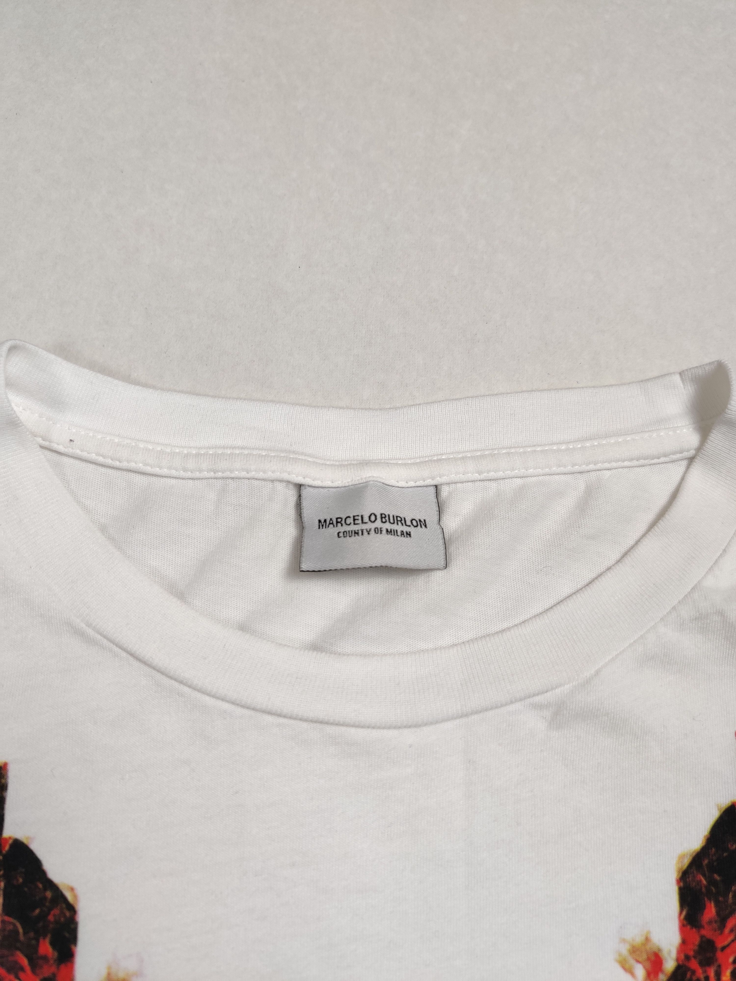 Marcelo Burlon Marcelo Burlon Fire Wolf print White Tee Size US L / EU 52-54 / 3 - 3 Thumbnail