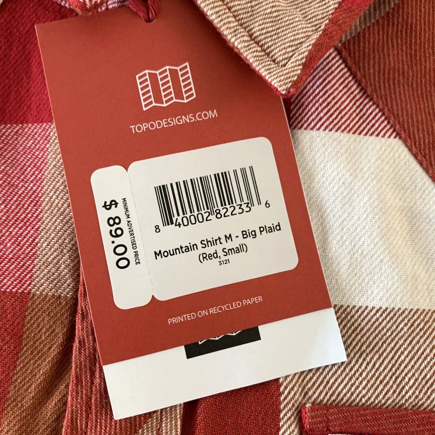 Topo Designs Topo Designs Mens Mountain Shirt Plaid Flannel Red Long Sleeve Button-Up Small L/S Size S Size US S / EU 44-46 / 1 - 2 Thumbnail