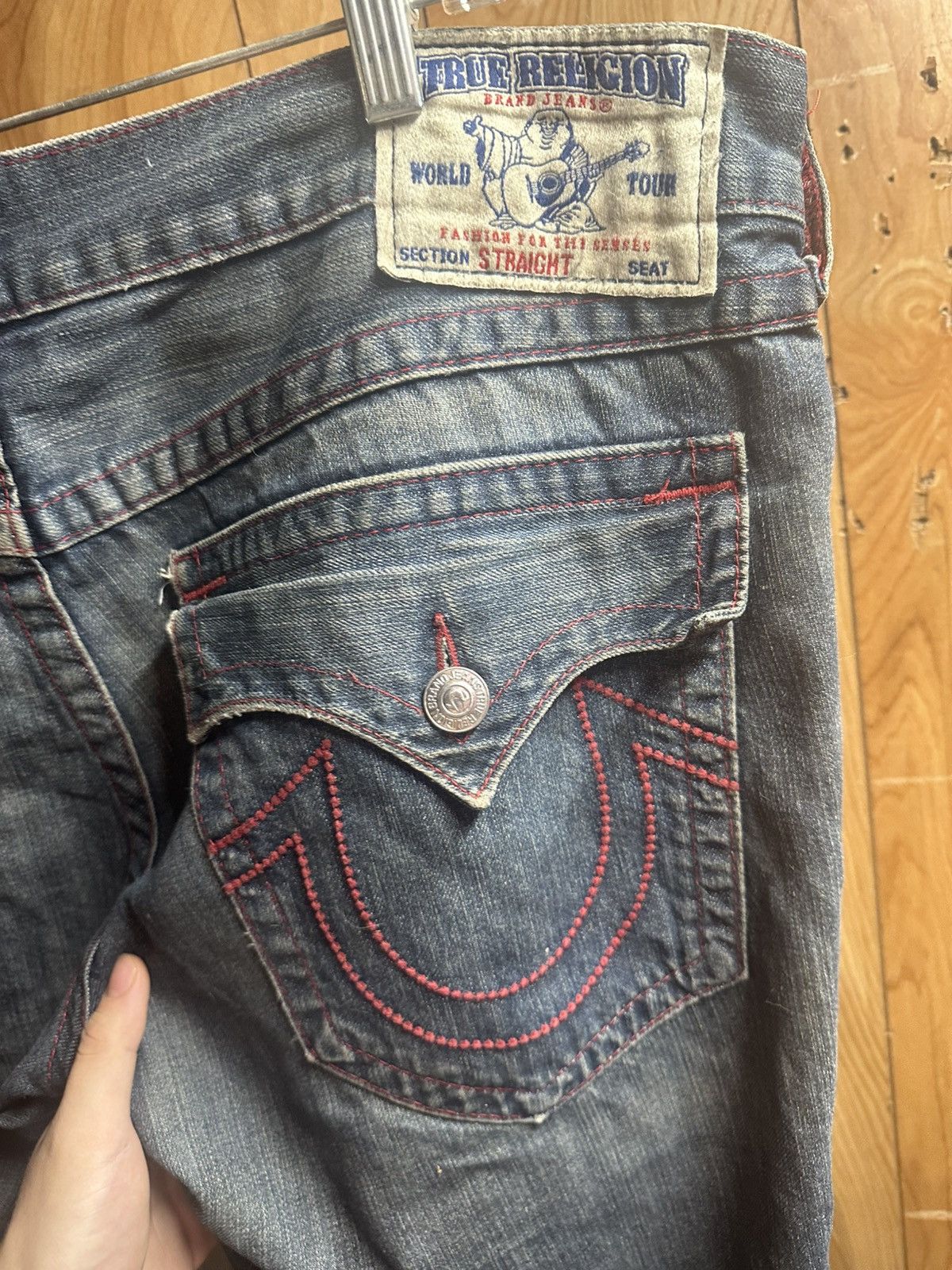 True Religion × Vintage True Religion Red Stitching Straight legged Jean Size US 40 / EU 56 - 2 Thumbnail