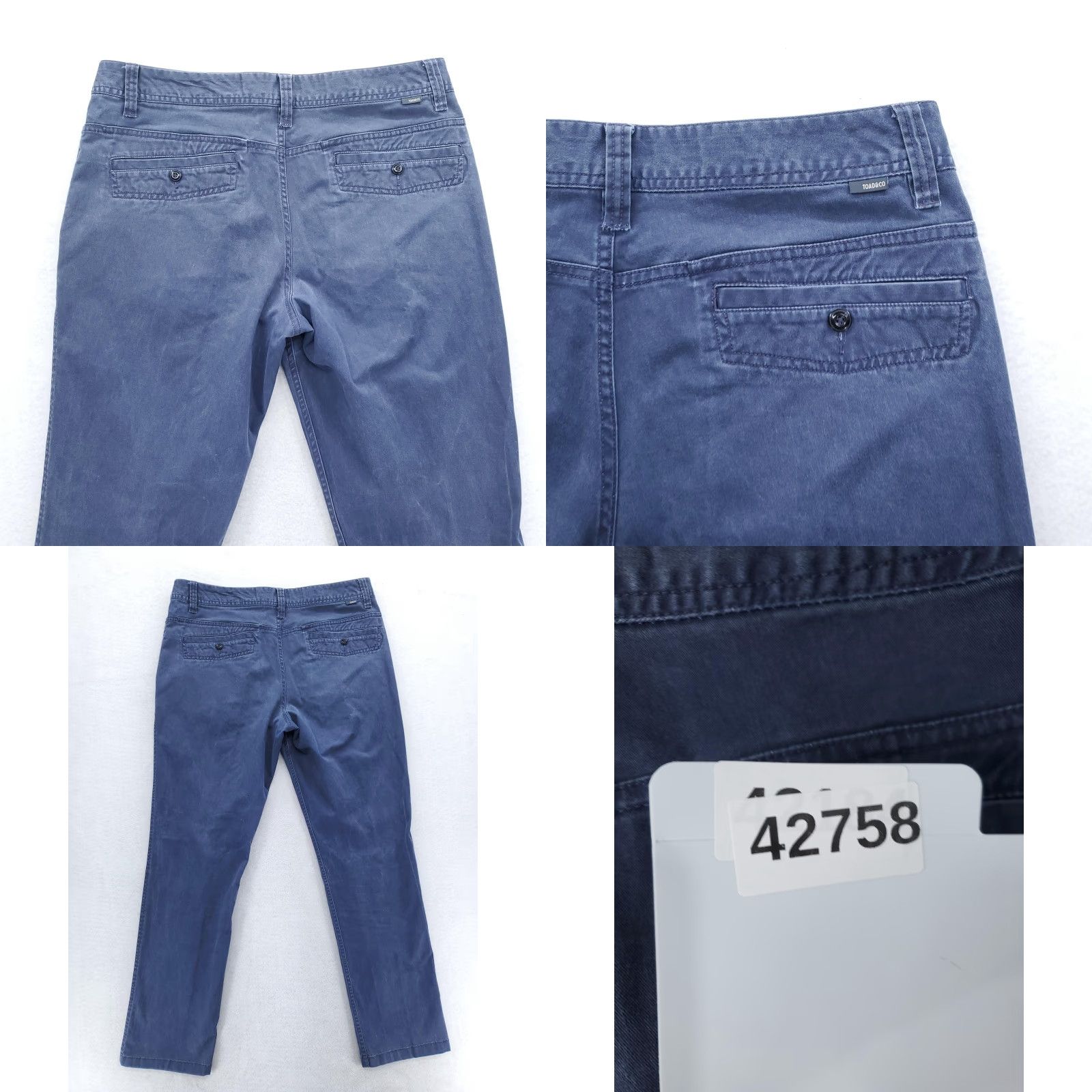 Toad&Co Toad&Co Mission Ridge Pants Mens 36x32 Blue Lean Fit Stretch Organic Cotton Pants Slim Front Pockets Casual Travel Workwear Mens Size US 36 / EU 52 - 9 Thumbnail