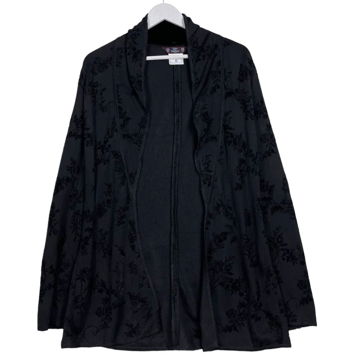 John Galliano 💥JOHN GALLIANO BLACK FLORAL LINEN CARDIGAN Size US L / EU 52-54 / 3 - 1 Thumbnail