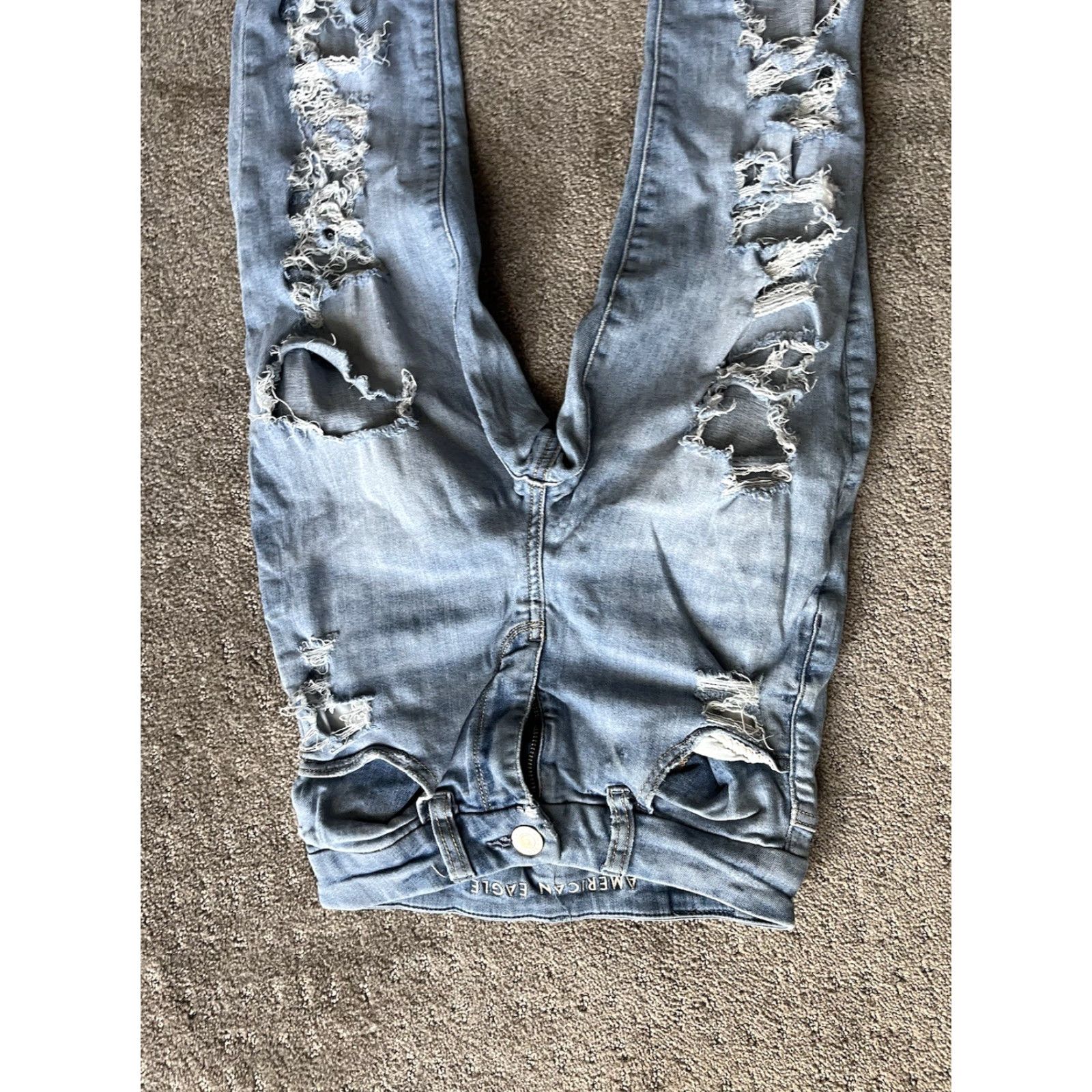 American Eagle Outfitters American Eagle Outfitters Jegging Jeans Womens 00 Blue High Rise Distressed Crop 5-Pocket Stretch Denim Size 24" / US 00 / IT 34 - 4 Thumbnail