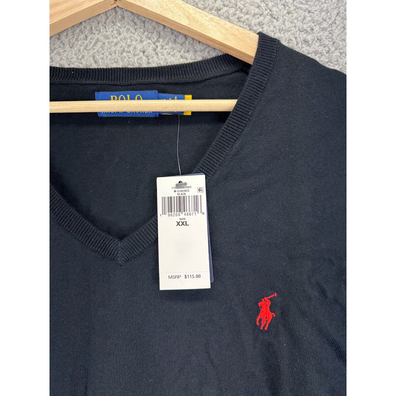 Ralph Lauren Polo Ralph Lauren Cotton V Neck Sweater Mens XXL Black Red Size US XXL / EU 58 / 5 - 7 Thumbnail